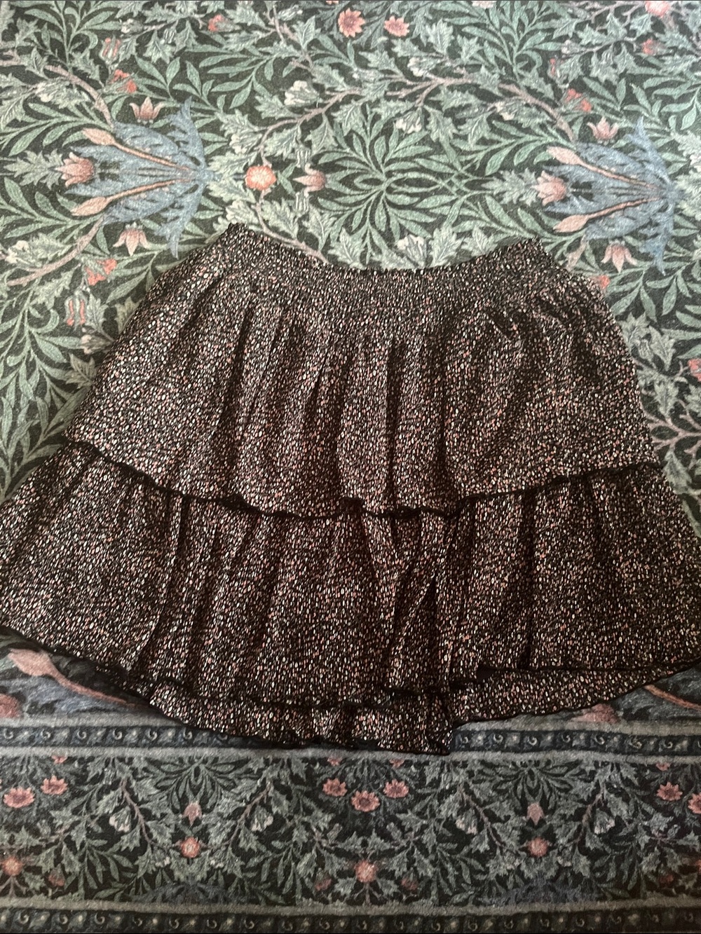 Forever 21 Black Mini Skirt with Tiny Pink Speckle Print